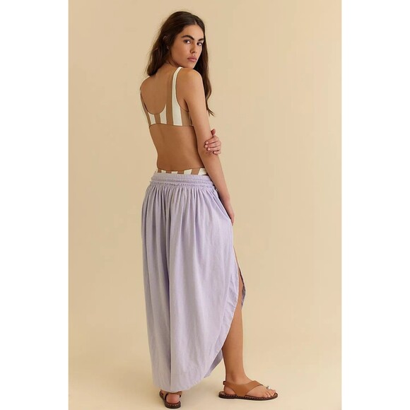 Free People Free-est Quentin Pants Mid-Rise Wide Leg Lavender Cotton M 281457 - Picture 4 of 10